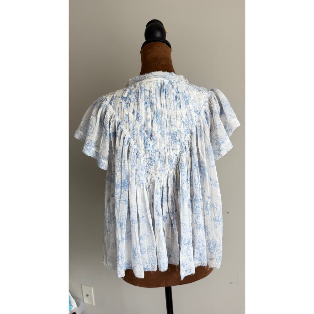 Free People Printed Padma Top – Blue/White, Size M $88 - Picture 12 of 13